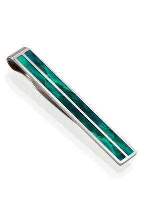 M Clip Mother-of-Pearl Tie Clip in Silver/Teal at Nordstrom