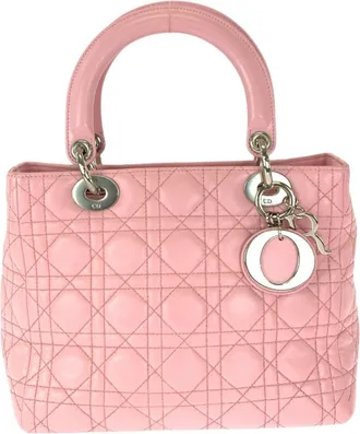 Dior Pink Leather Handbag Tote Bag (Pre-Owned)