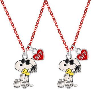 Peanuts Snoopy and Woodstock BFF Fashion, 2 Piece Necklace Set in White, Red at Nordstrom
