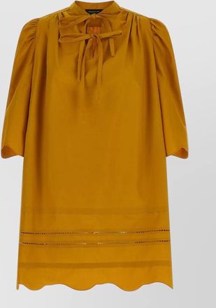 Fabiana Filippi dress puff sleeves sheer panel bow detail