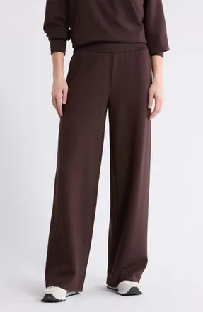 Zella Whisper Knit High Waist Wide Leg Pants in Brown Mole at Nordstrom Rack, Size X-Large