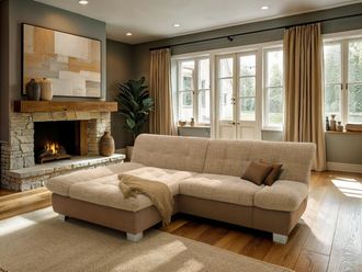 Domo Collection Ecksofa »100031 kompakte Stellmasse, komfortabel und bequem, L-Form« wahlweise mit Bettfunktion und Armteilverstellung. Breite 234 cm