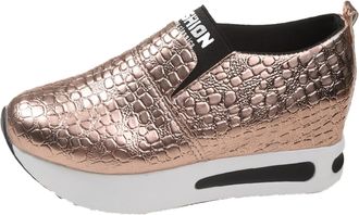 Generic Fashion Sneakers for Women 2025 Sparkly Bling Shiny Platform Wedge Shoes Dressy Lightweight Slip On Chunky Loafers Low Top Sneakers Casual Walking Sho