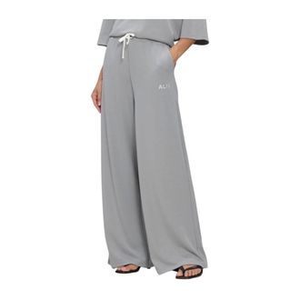 ALIX The Label Alix The Label - Gebreide Scuba Wijde Pijpen Broek - Dames - Broeken - Grijs - Maat: XS