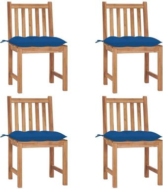 vidaXL Sillas De Jard&iacute;n 4 Unidades Madera Maciza De Teca Con Cojines Vidaxl