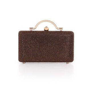 Badgley Mischka Jude Crystal Minaudiere with Outer Pocket in Brown at Nordstrom, Size Small