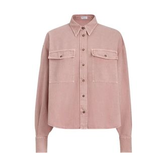 Brunello Cucinelli Brunello Cucinelli, Denim Shirts, female, Pink, Size: M Ml996Nc206 Cotton Linen Shirt