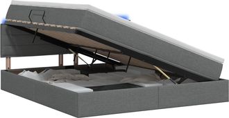 vidaXL Cama De Almacenamiento Led Con Colch&oacute;n Gris Oscuro 140 X 200 Cm Vidaxl