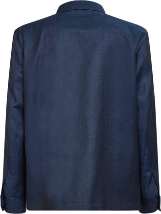 Etro Mens Shirt Jacket Blue Wool-Linen Wool - Linen