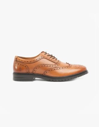 Hush Puppies Mens Hush Puppies SANTIAGO Mens Leather Oxford Brogue Shoes Brown - Size: 12