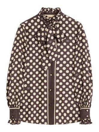 Valentino Garavani Plus De Pois-Print Ruffled Shirt