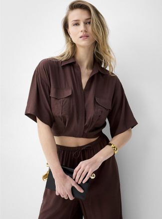 Icone Womens Elastic waist cropped blouse