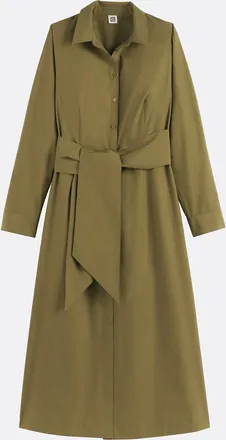 La Redoute Collections Midi-jurk in overhemdstijl met lange mouwen en een strikriem