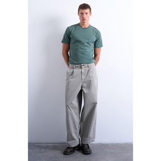 Topman Herringbone Pleated Barrel Pants in Stone at Nordstrom, Size 36 X 32