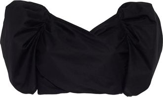 Cara Cara puff-sleeve wrap top - Black