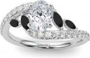 Allurez Swirl Design Lab Grown Diamond & Marquise Lab Black Lab Grown Diamond Engagement Ring in Palladium (0.63ct)