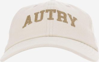 Autry geribbelde baseballpet van katoenfluweel met logo