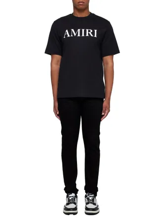 Amiri Mens T-Shirt With Logo Print Black Cotton T-Shirts And Polos