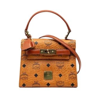 MCM Pre-owned Handbags, female, Brown, Size: ONE SIZE Pre-owned Visetos Leather 2way Handbag