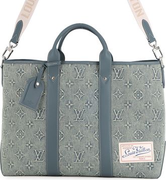 Louis Vuitton Blue Monogram Denim Shoulder Bag Tote Bag (Pre-Owned)
