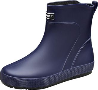 Pangolin Mens Fashion Rain Boots Outdoor Work Wellington Non slip Waterproof Rubber Ankle Chelsea Boots Dark-Blue 7 UK
