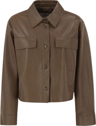 Max Mara Piovra Leren Jas - Dames - Leren en Su&egrave;de Jassen - Bruin - S - Leer - Jassen