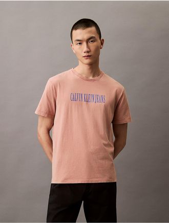 Calvin Klein Jeans Calvin Klein Mens Acid Wash Graphic Crewneck T-Shirt - Pink - 2XL