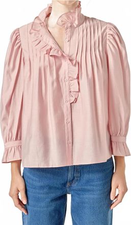 English Factory Charlotte Ruffle Button Down Blouse In Pink