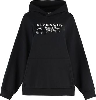 Givenchy Zwarte hoodie met logo en kangoeroezak - Dames - Hoodies - Zwart - S - Katoen - Hoodies & sweatvesten