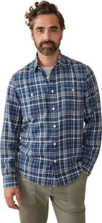 Faherty Mens Faherty Tried & True Shirt Bar Harbor Plaid Chambray Workwear GBO947