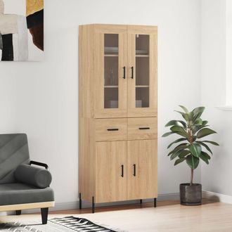 vidaXL Vidaxl - Aparador Alto Madera Contrachapada Color Roble 69,5x34x180 Cm