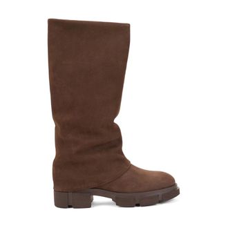 Copenhagen High Boots, female, Brown, Size: 8 US Brown Nabuc Flat Shoes