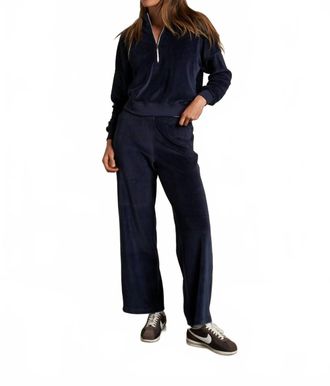 perfectwhitetee Alex Velour Pull On Sweatpants In Navy