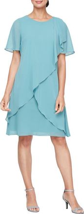 S.L. Fashions Bugle Capelet Cocktail Dress in Sea at Nordstrom, Size 6
