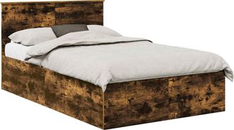vidaXL Estructura De Cama Con Cabecera Roble Ahumado 120 X 190 Cm Vidaxl