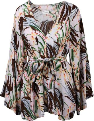 P.A.R.O.S.H. Multicolor Botanical Print Belted Viscose Blouse