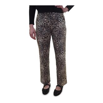 Marella Rechte Broek met Luipaardprint - Dames - Straight fit broeken - Veelkleurig - L - Katoen - Broeken