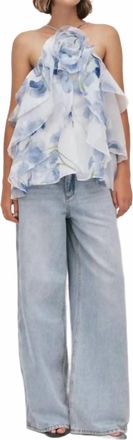 Aje Pandorea Halter Neck Layered Top In Iris