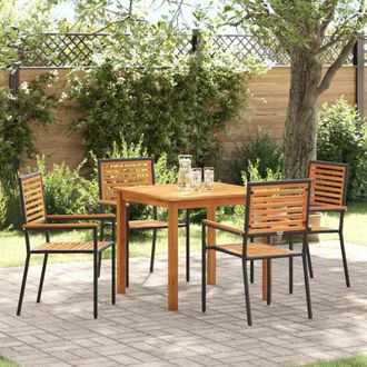 vidaXL Conjunto De Comedor De Jard&iacute;n 5 Pcs Negro Polirat&aacute;n Vidaxl