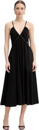 Fracomina Flared Midi Dress - Dames - Casual kleedjes - Zwart - L - Katoen - Kleedjes