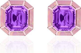 Goshwara M&eacute;lange Emerald-Cut Stud Earrings in Purple at Nordstrom