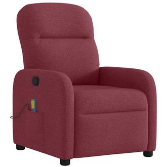 vidaXL Sill&oacute;n De Masaje Reclinable De Tela Color Vino Tinto Vidaxl
