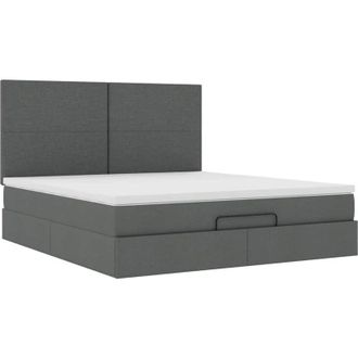 vidaXL Vidaxl - Estructura Cama Otomana Colch&oacute;n Tela Gris Oscuro 160x200 Cm