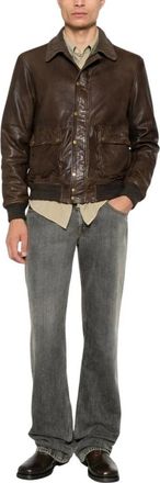 The Jack Leathers Ottaviano J31 Jacket - Heren - Bomber jackets - Bruin - M - Leer - Jassen