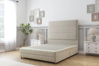 Sloomy Monaco Plush Divan Base 2 Drawers -54 Headboard & 12 Footboard in Cream | Size: King