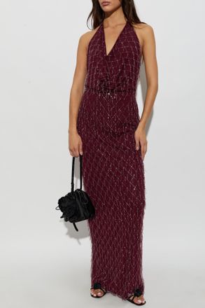 Rotate Dress With Open Back, Womens, Burgundy