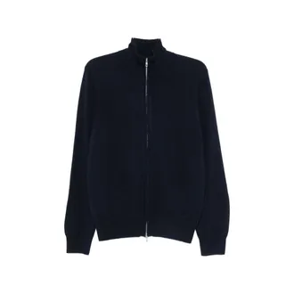Soft Goat Zip-up High-neck Cardigan