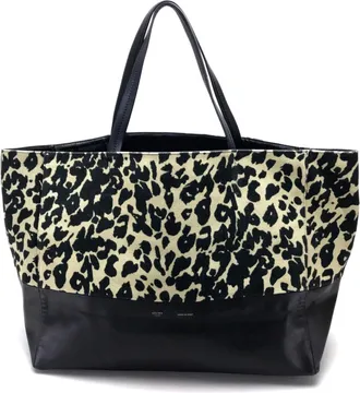 Celine Beige Black Canvas Leather Tote Bag (Pre-Owned)