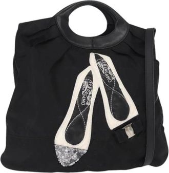 Ferragamo Pre-owned Handbags, female, Black, Size: ONE SIZE Pre-owned Nylon Handbag