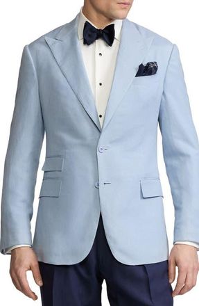 Ralph Lauren Purple Label Single Breasted Silk & Linen Canvas Sport Coat in Chambray Blue at Nordstrom, Size 42 Us
